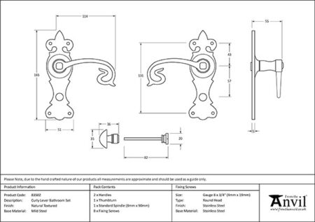 Natural Textured Curly Lever Bathroom Set | 83502 - Image 2