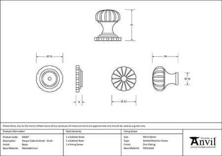Black Flower Cabinet Knob - Small | 83507 - Image 2