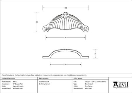 Natural Smooth 4" Flower Drawer Pull | 83517 - Image 2