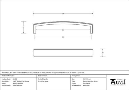 Natural Smooth 5½" Ribbed Pull Handle | 83530 - Image 2