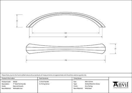 Natural Smooth 7" Shell Pull Handle | 83534 - Image 2