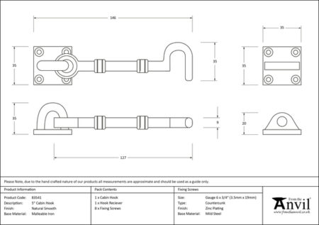 Natural Smooth 5" Traditional Cabin Hook | 83541 - Image 2