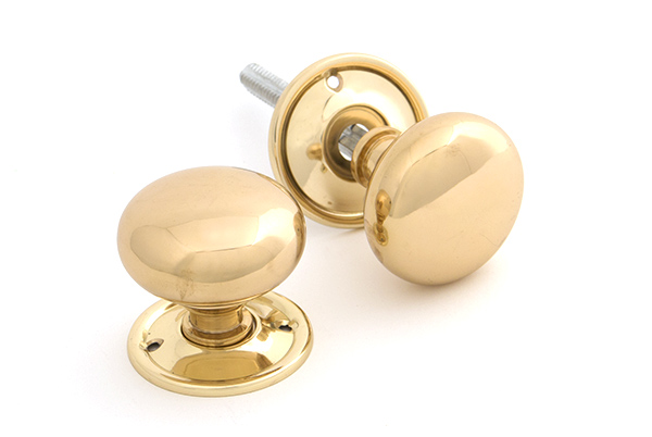 Polished Brass 49mm Mushroom Mortice/Rim Knob Set | 83564