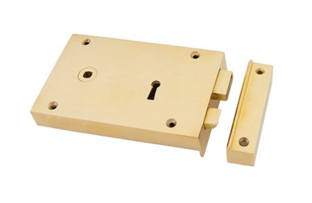 Polished Brass Left Hand Rim Lock - Large | 83585