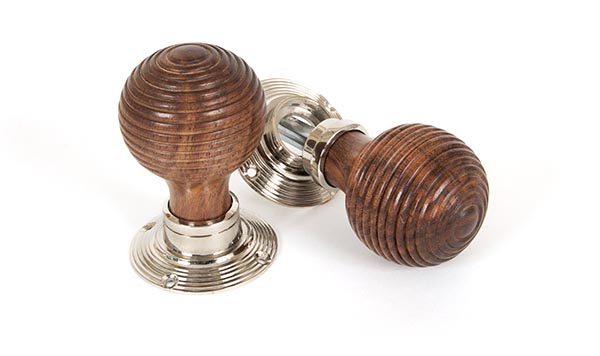 Rosewood and Polished Nickel Beehive Mortice/Rim Knob Set | 83635