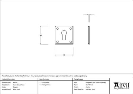 Pewter Avon Escutcheon | 83658 - Image 2