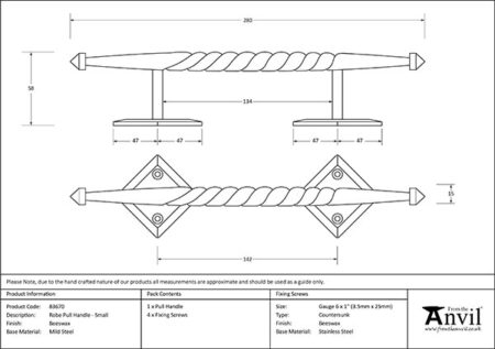Beeswax Small Robe Pull Handle | 83670 - Image 2