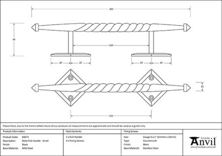 Black Small Robe Pull Handle | 83671 - Image 2