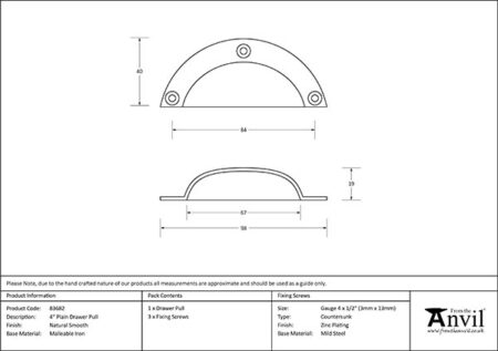 Natural Smooth 4" Plain Drawer Pull | 83682 - Image 2