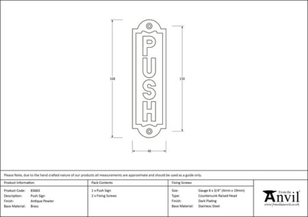 Antique Pewter Push Sign | 83683 - Image 2