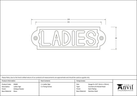 Antique Pewter Ladies Sign | 83685 - Image 2