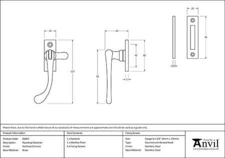 Polished Chrome Peardrop Fastener | 83697 - Image 2