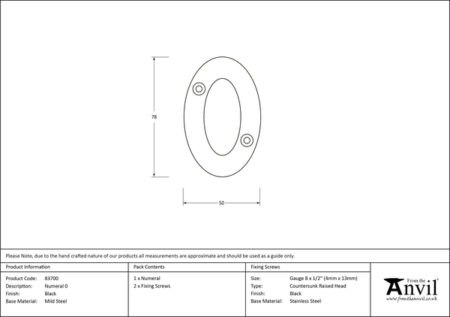 Black Numeral 0 | 83700 - Image 2