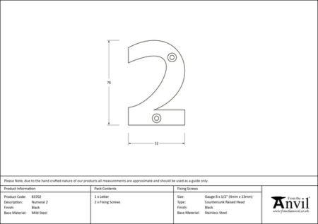 Black Numeral 2 | 83702 - Image 2