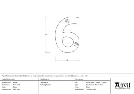 Black Numeral 6 | 83706 - Image 2