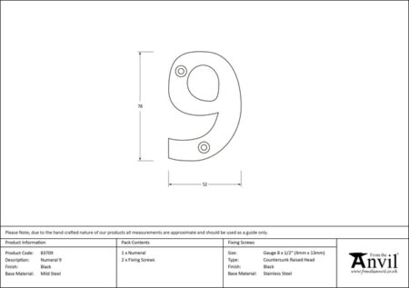 Black Numeral 9 | 83709 - Image 2