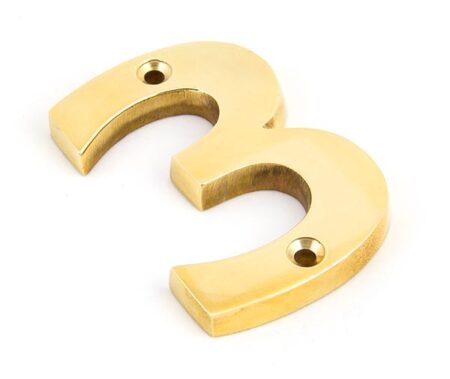 Polished Brass Numeral 3 | 83713