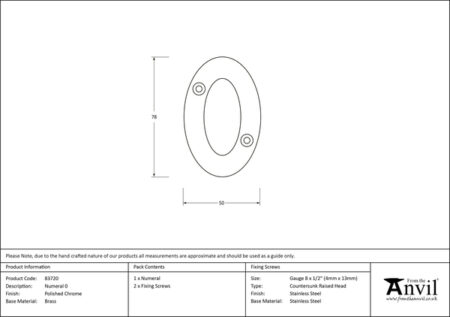 Polished Chrome Numeral 0 | 83720 - Image 2