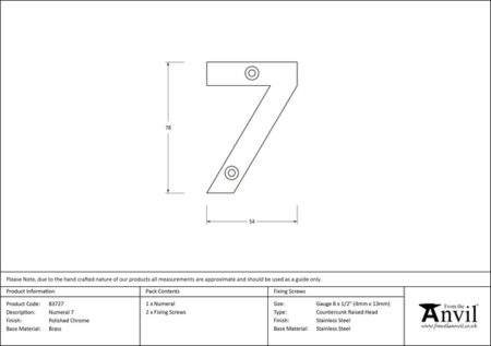 From the Anvil Polished Chrome Numeral 7 - Image 2