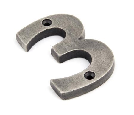 From the Anvil Antique Pewter Numeral 3 - Pewter Patina