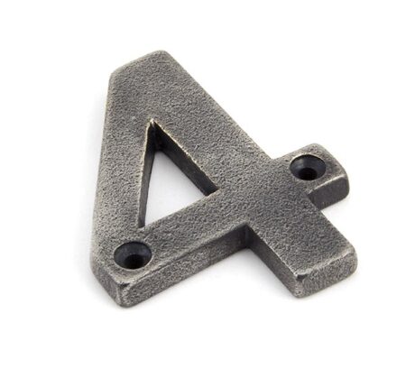From the Anvil Antique Pewter Numeral 4 - Pewter Patina