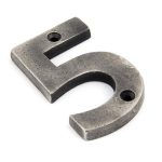 From the Anvil Antique Pewter Numeral 5 - Pewter Patina