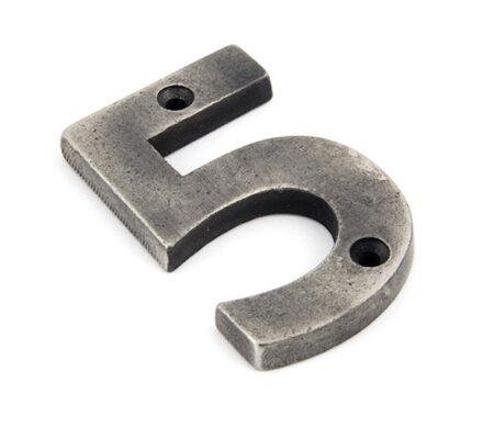 From the Anvil Antique Pewter Numeral 5 - Pewter Patina