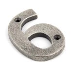 From the Anvil Antique Pewter Numeral 6 - Pewter Patina