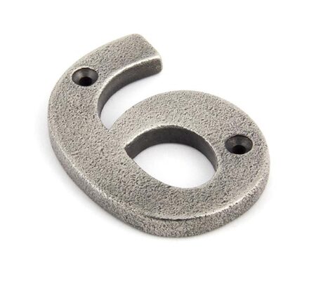 From the Anvil Antique Pewter Numeral 6 - Pewter Patina