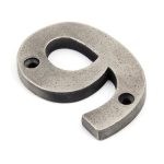 From the Anvil Antique Pewter Numeral 9 - Pewter Patina