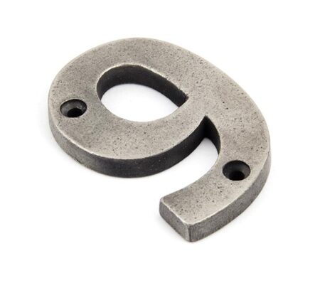 From the Anvil Antique Pewter Numeral 9 - Pewter Patina