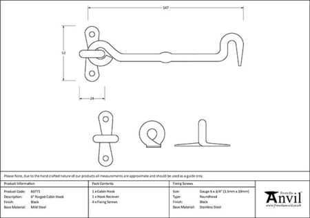 From the Anvil Black 6" Forged Cabin Hook - Image 2