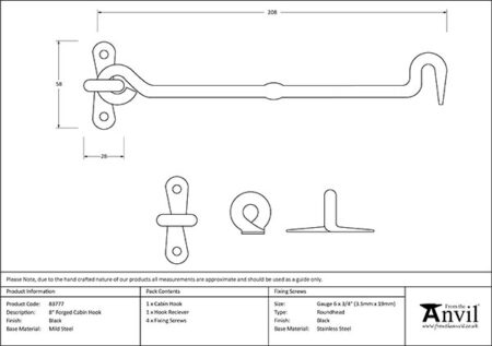From the Anvil Black 8" Forged Cabin Hook - Image 2