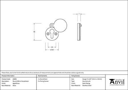 Aged Brass 30mm Round Escutcheon | 83805 - Image 2