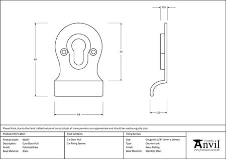 Polished Brass Euro Door Pull | 83827 - Image 2