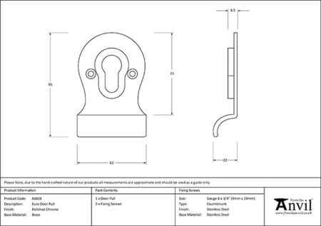 From the Anvil Euro Door Pull - Polished Chrome - Image 2