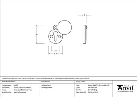 Rosewood 30mm Round Escutcheon | 83832 - Image 2