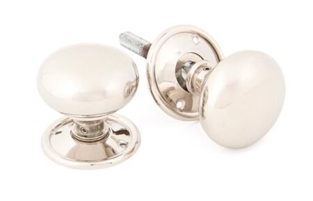 From the Anvil Mushroom Mortice/Rim Knob Set - Polished Nickel