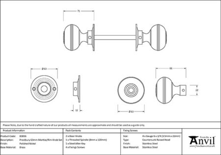 Polished Nickel 63mm Prestbury Mortice/Rim Knob Set | 83856 - Image 2