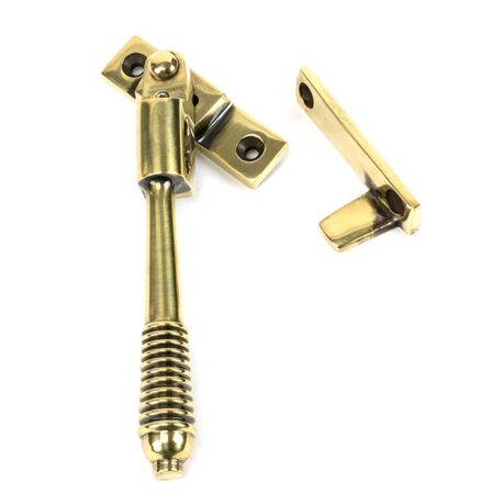 Aged Brass Night-Vent Locking Reeded Fastener | 83911