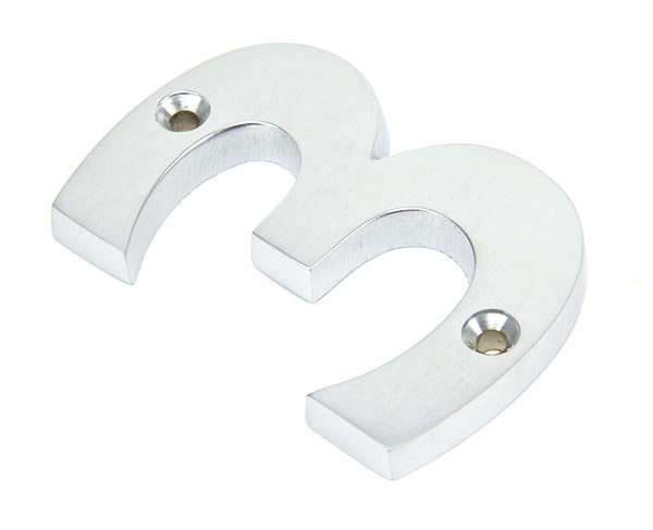 Satin Chrome Numeral 3 | 83923