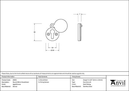 Aged Bronze 30mm Round Escutcheon | 83951 - Image 2