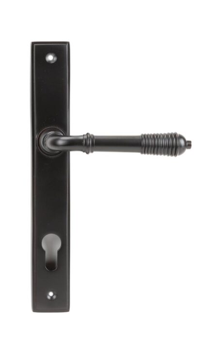 Aged Bronze Reeded Slimline Lever Espag. Lock Set | 83952