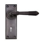 Aged Bronze Reeded Lever Lock Set | 83953