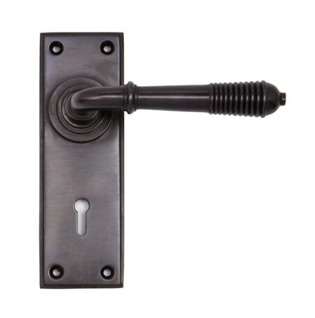 Aged Bronze Reeded Lever Lock Set | 83953