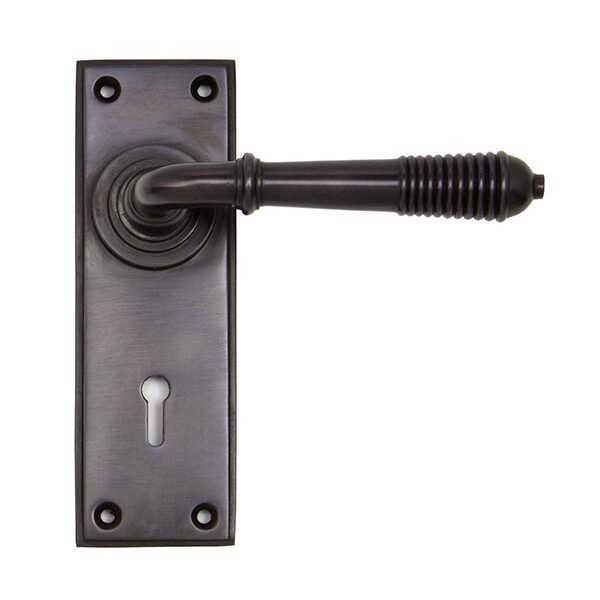 Aged Bronze Reeded Lever Lock Set | 83953