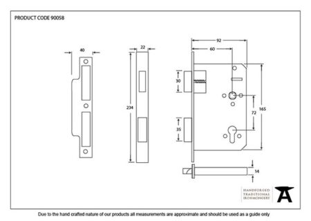 Black Euro Din Sash Lock - 60mm Backset/72mm Centre | 90058 - Image 2