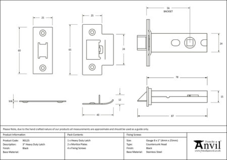 Black 3" Heavy Duty Latch | 90125 - Image 2