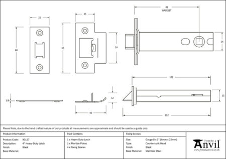 Black 4" Heavy Duty Latch | 90127 - Image 2