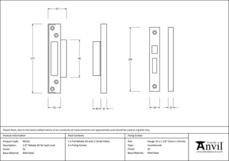 Satin SS ½" Rebate Kit for Sash Lock | 90135 - Image 2